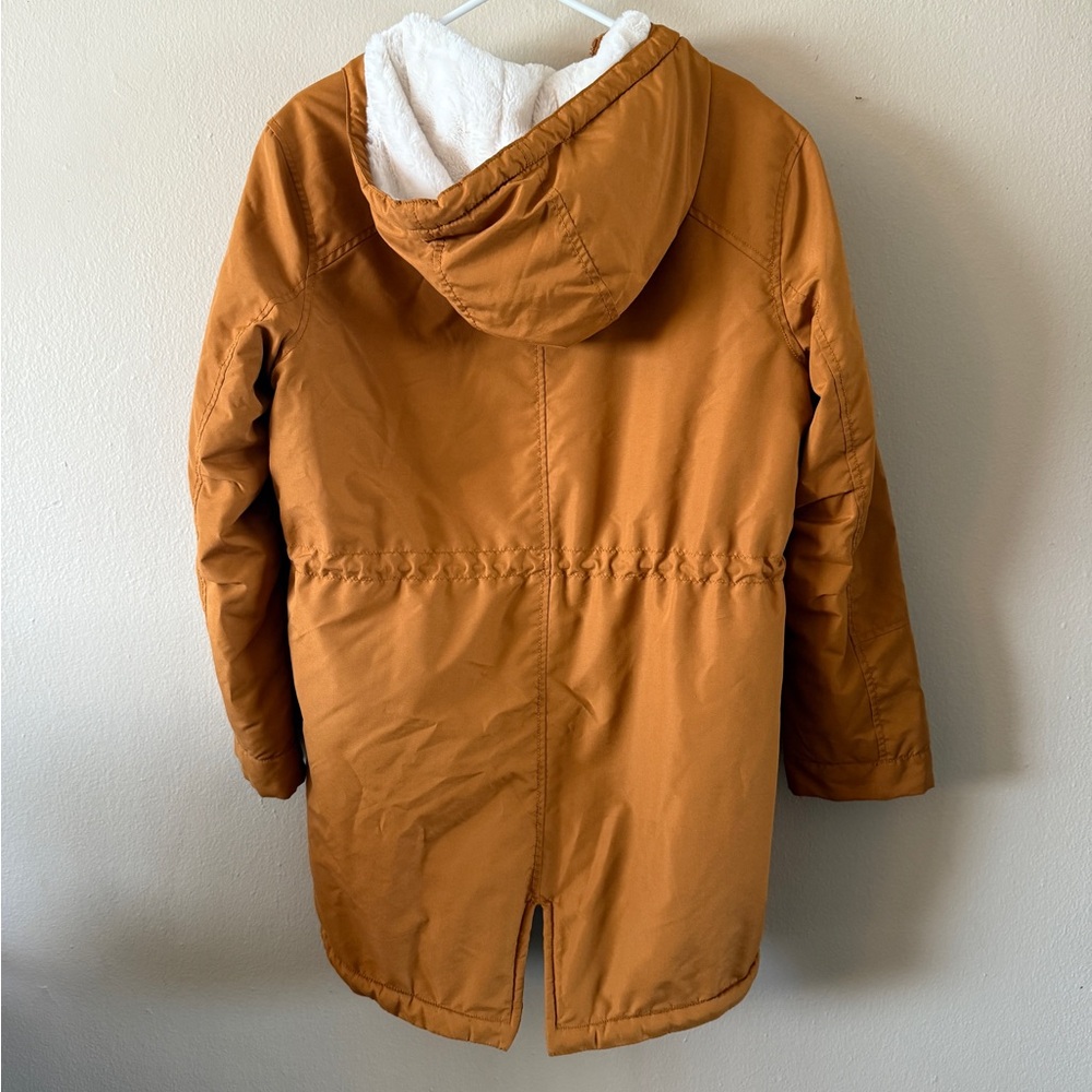 Old Navy Mustard Yellow Sherpa Lined Hooded Parka Jacket Size M Gorpcore - Picture 2 of 5